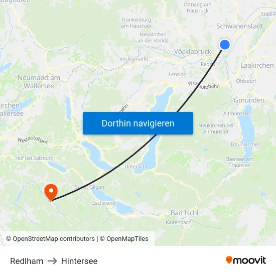 Redlham to Hintersee map