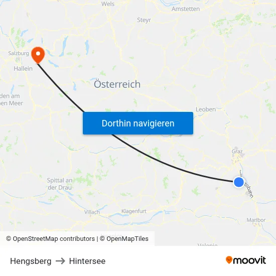 Hengsberg to Hintersee map