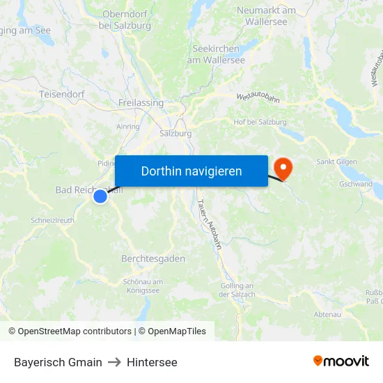 Bayerisch Gmain to Hintersee map