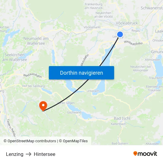 Lenzing to Hintersee map