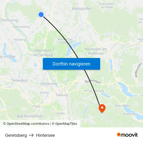 Geretsberg to Hintersee map