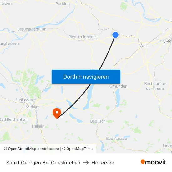 Sankt Georgen Bei Grieskirchen to Hintersee map