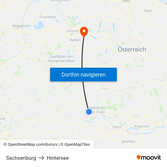 Sachsenburg to Hintersee map