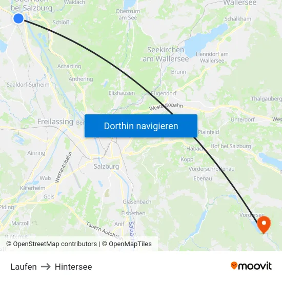 Laufen to Hintersee map