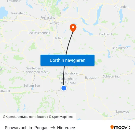 Schwarzach Im Pongau to Hintersee map