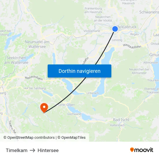 Timelkam to Hintersee map