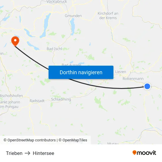 Trieben to Hintersee map