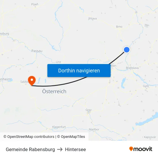 Gemeinde Rabensburg to Hintersee map