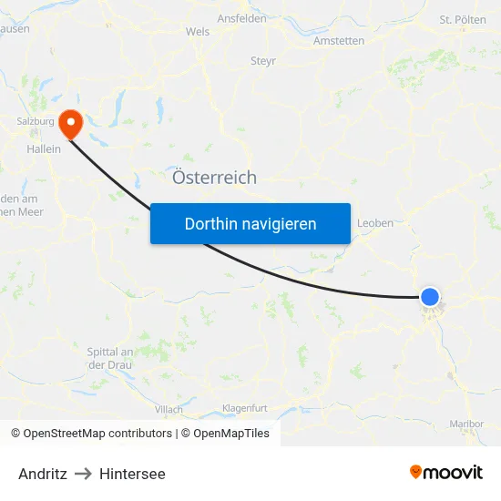 Andritz to Hintersee map