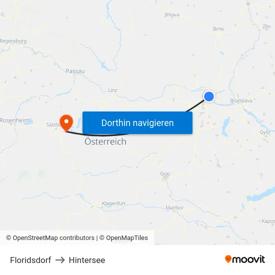 Floridsdorf to Hintersee map