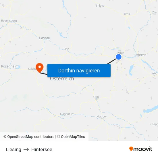 Liesing to Hintersee map