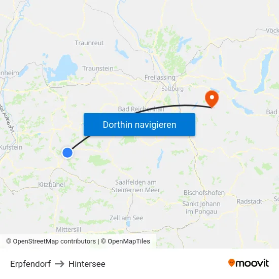 Erpfendorf to Hintersee map