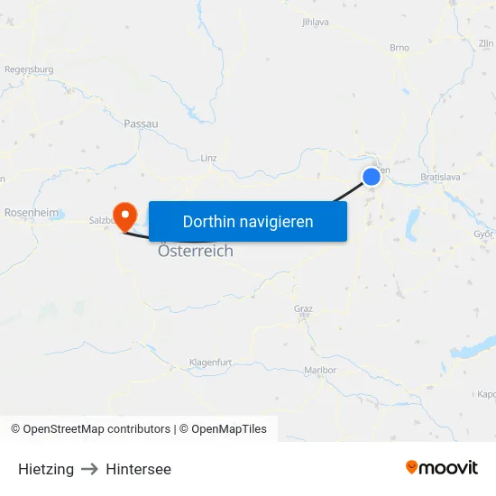 Hietzing to Hintersee map