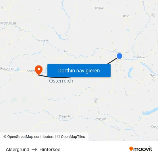Alsergrund to Hintersee map