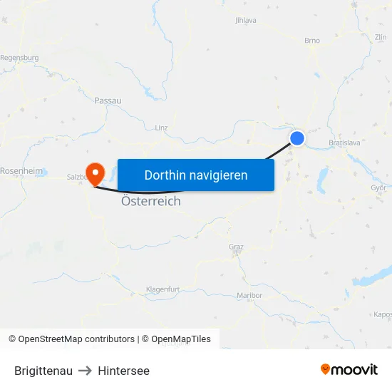 Brigittenau to Hintersee map