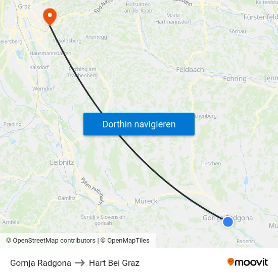 Gornja Radgona to Hart Bei Graz map