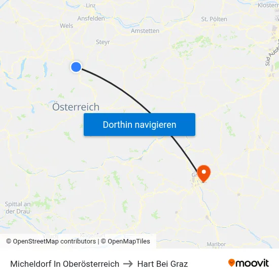 Micheldorf In Oberösterreich to Hart Bei Graz map