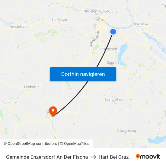 Gemeinde Enzersdorf An Der Fischa to Hart Bei Graz map