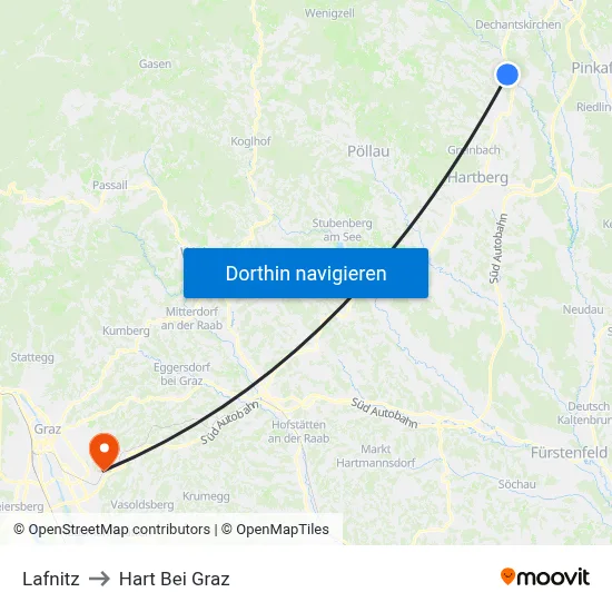 Lafnitz to Hart Bei Graz map