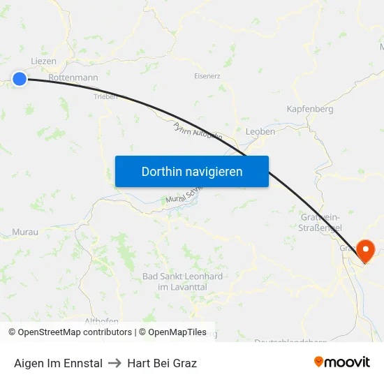 Aigen Im Ennstal to Hart Bei Graz map