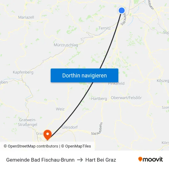 Gemeinde Bad Fischau-Brunn to Hart Bei Graz map