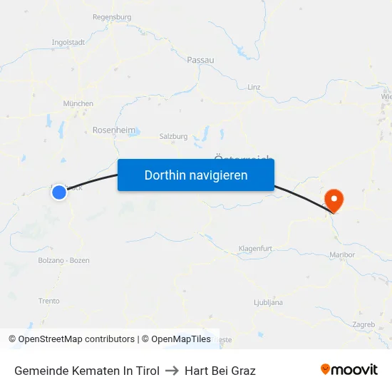 Gemeinde Kematen In Tirol to Hart Bei Graz map