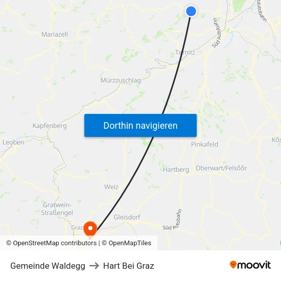 Gemeinde Waldegg to Hart Bei Graz map