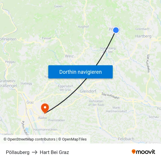 Pöllauberg to Hart Bei Graz map