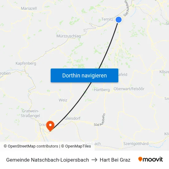 Gemeinde Natschbach-Loipersbach to Hart Bei Graz map