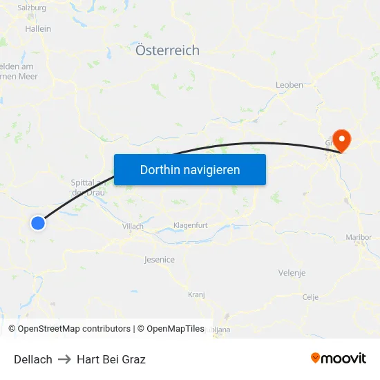 Dellach to Hart Bei Graz map