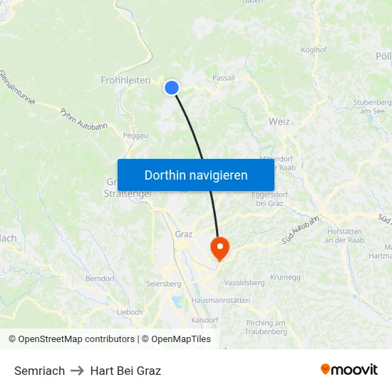 Semriach to Hart Bei Graz map