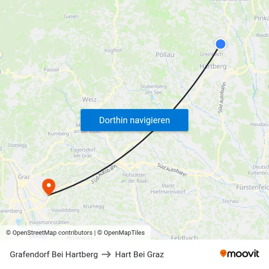 Grafendorf Bei Hartberg to Hart Bei Graz map