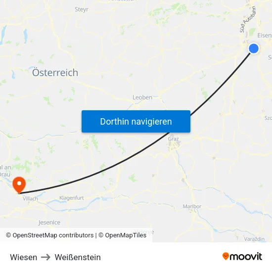 Wiesen to Weißenstein map