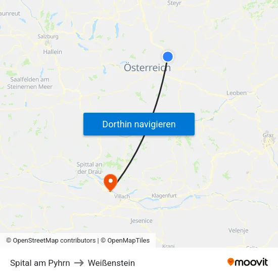 Spital am Pyhrn to Weißenstein map