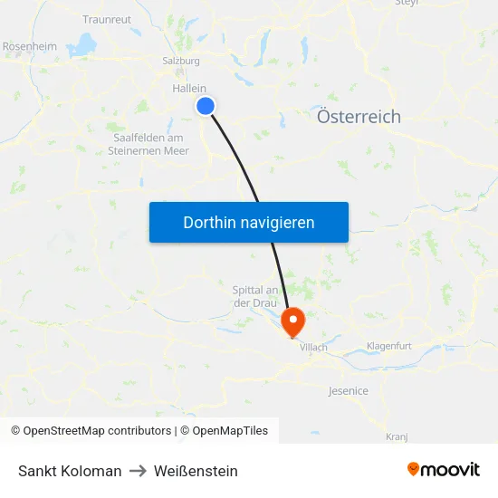 Sankt Koloman to Weißenstein map