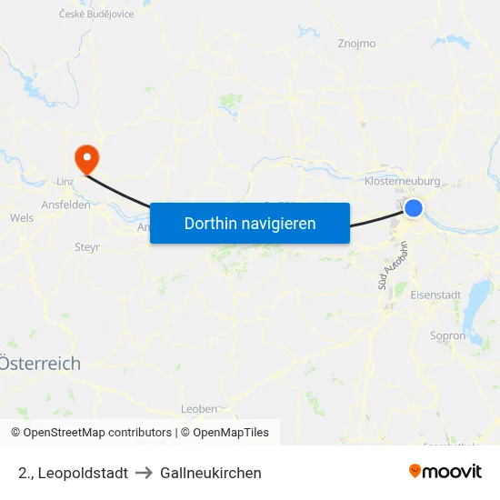 2., Leopoldstadt to Gallneukirchen map