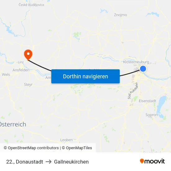 22., Donaustadt to Gallneukirchen map