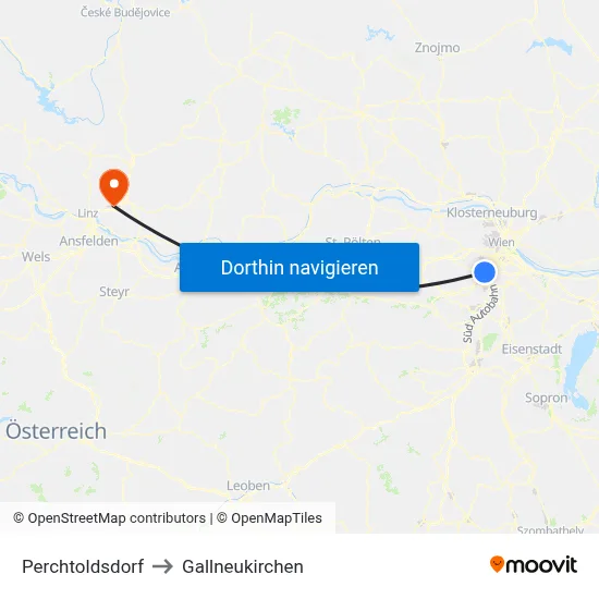 Perchtoldsdorf to Gallneukirchen map