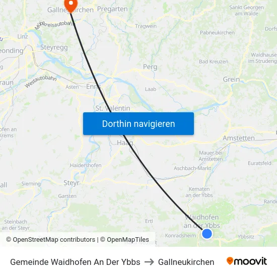 Gemeinde Waidhofen An Der Ybbs to Gallneukirchen map