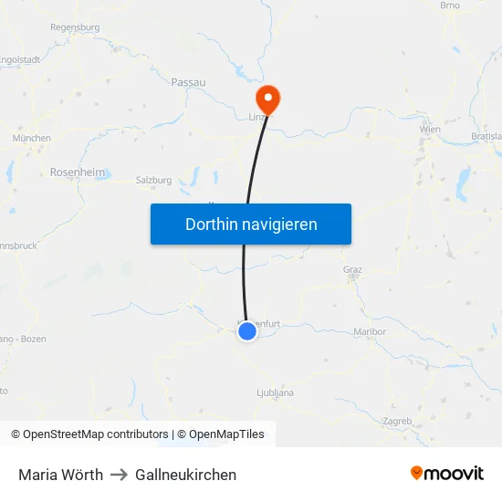 Maria Wörth to Gallneukirchen map
