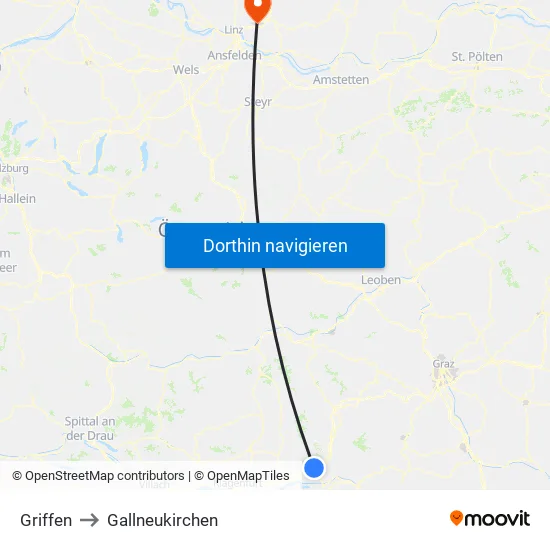 Griffen to Gallneukirchen map