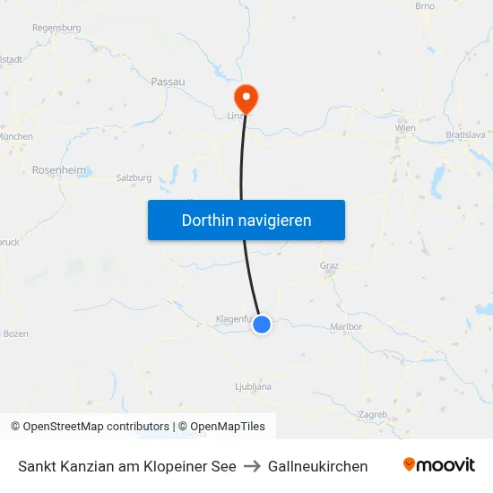 Sankt Kanzian am Klopeiner See to Gallneukirchen map