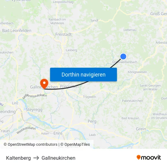 Kaltenberg to Gallneukirchen map