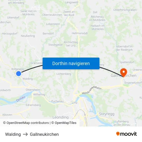 Walding to Gallneukirchen map