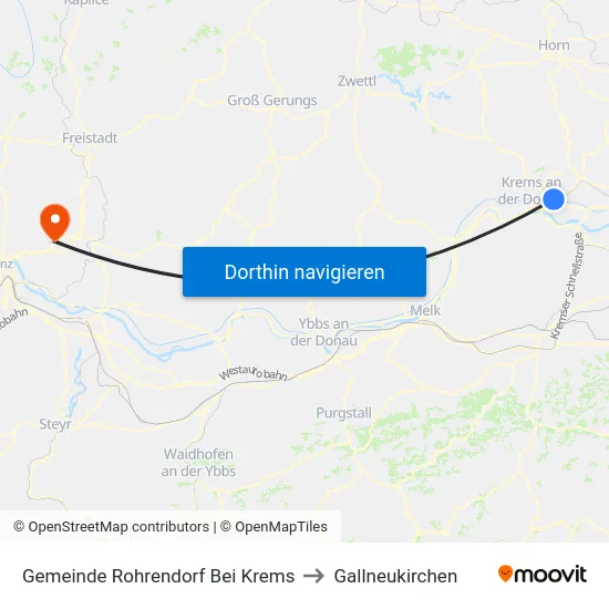 Gemeinde Rohrendorf Bei Krems to Gallneukirchen map