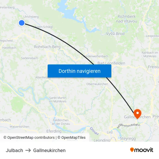 Julbach to Gallneukirchen map