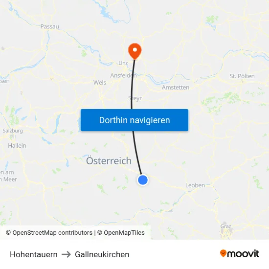 Hohentauern to Gallneukirchen map