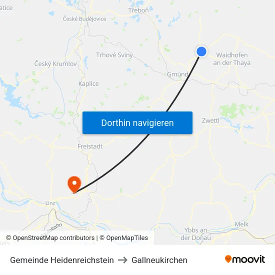 Gemeinde Heidenreichstein to Gallneukirchen map