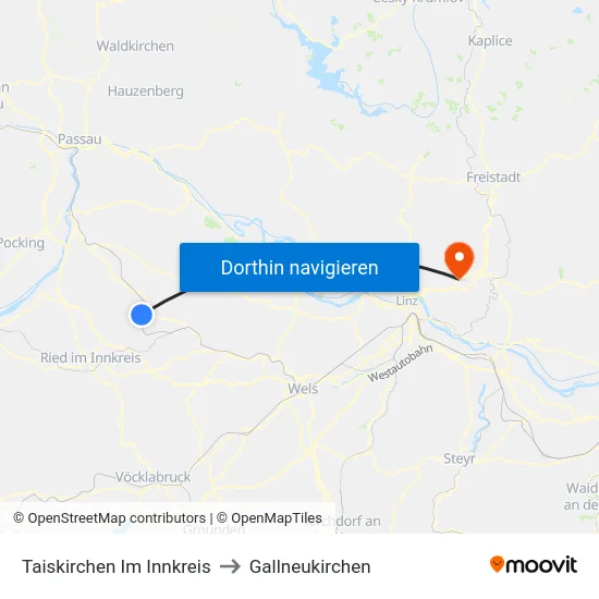 Taiskirchen Im Innkreis to Gallneukirchen map