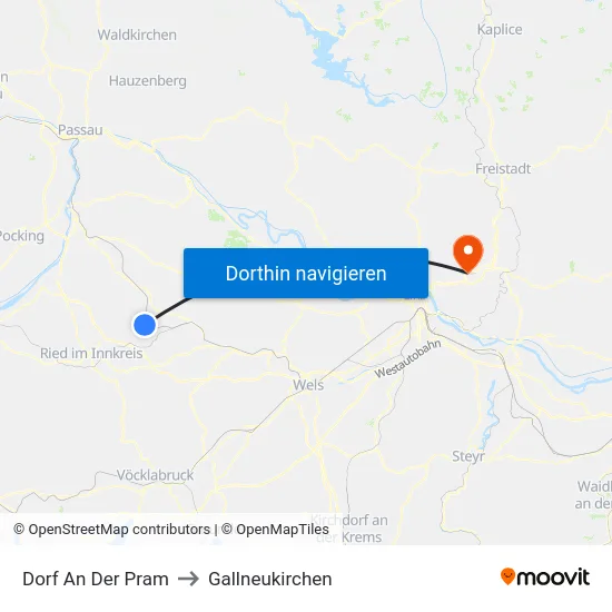 Dorf An Der Pram to Gallneukirchen map
